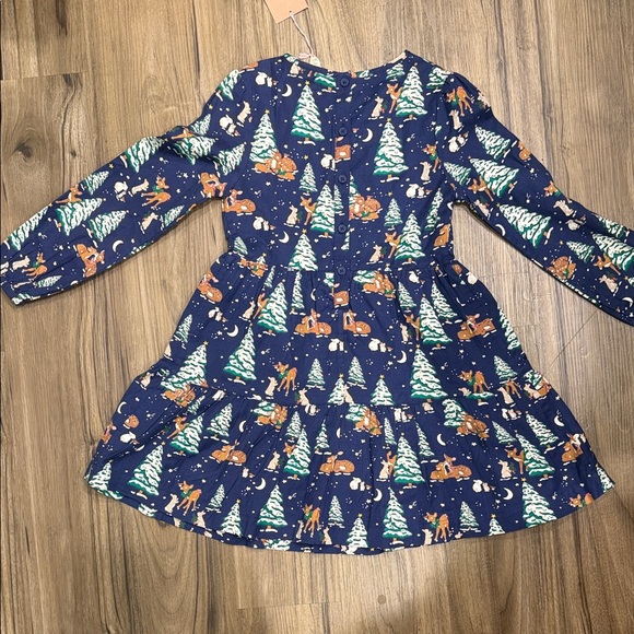 Boden Navy Blue Forest Print Dress - Picture 3 of 3